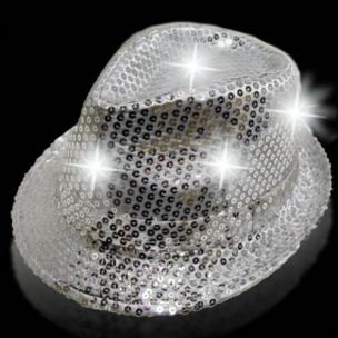LED-Pailletten-Hut Silber