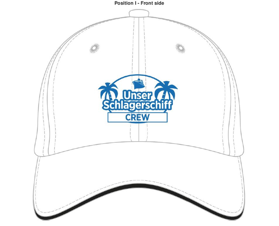 "Baseball-Cap ""Unser Schlagerschiff Crew"" mit Klettverschluss weiß"