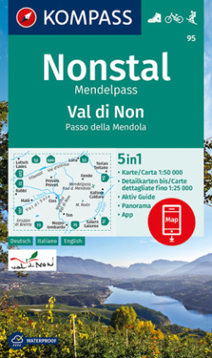 KOMPASS Wanderkarte Nonstal, Mendelpass, Val di Non, Passo della Mendola