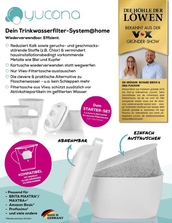 Wasserfilter Kartusche mit 3 Filtertaschen